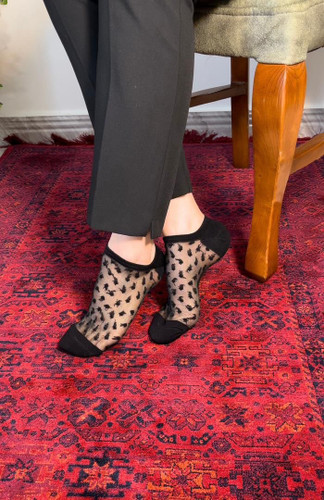 جوراب مچی خالدار زنانه نخ پنبه طرح فانتزی
