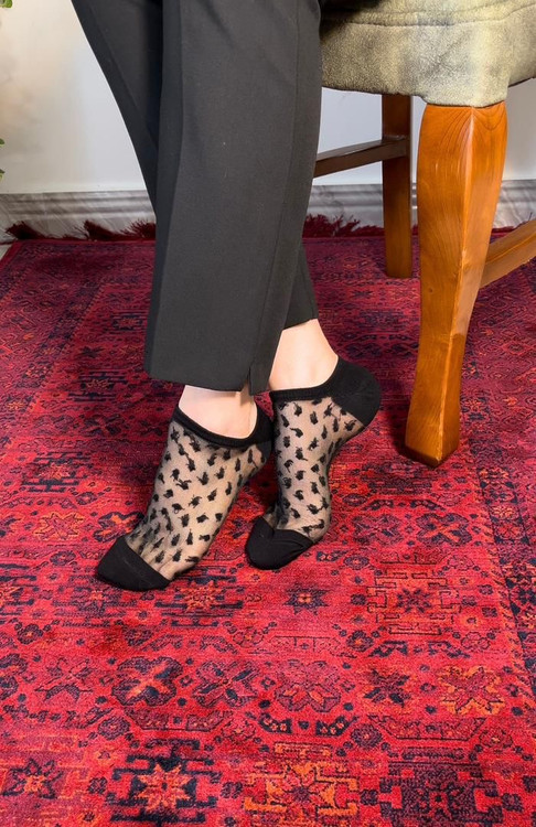 جوراب مچی خالدار زنانه نخ پنبه طرح فانتزی