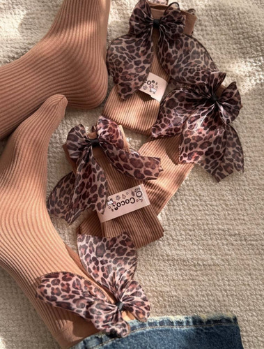 جوراب جادویی پاپیون پلنگی زنانه کشسانی بالا